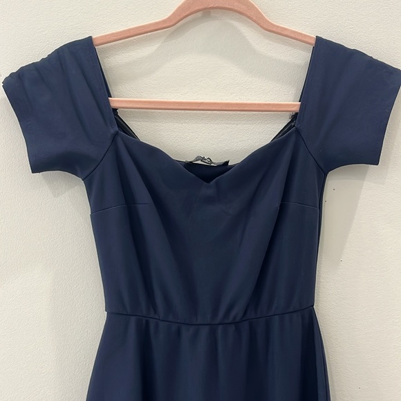 Lulu: How Much I Care Midnight Blue Off-the-Shoulder Midi Dress Size S. - Picture 7 of 9